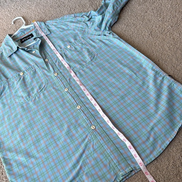 Orvis Plaid Button Down Lightweight Fishing Shirt Blue Orange - Picture 9 of 9